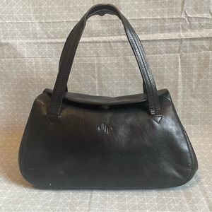 Monsac Vintage Leather Mini Satchel Handbag in Black